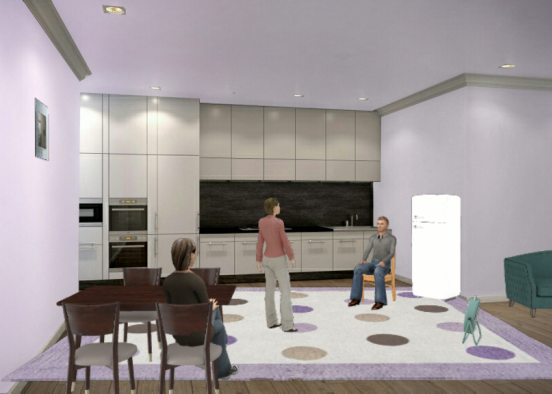 Kitchen and holl Design Rendering