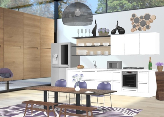 purple wicker kitchen Design Rendering