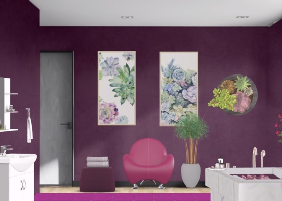 floral bathroom Design Rendering
