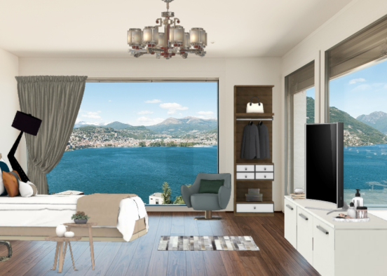 Hotel' room with blue view Design Rendering