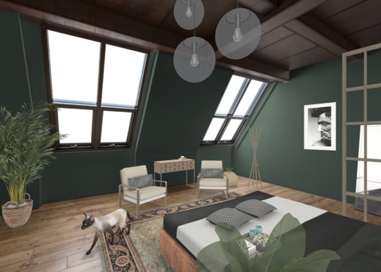 Green Bedroom Design Rendering