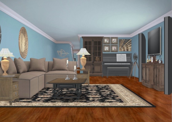 lovely blue living room Design Rendering