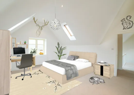 Bedroom with catto  Design Rendering