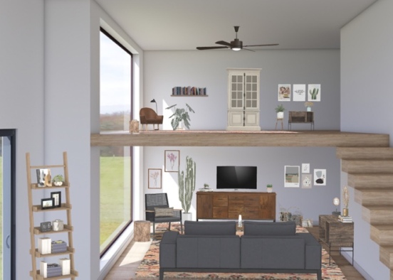 boho living room Design Rendering