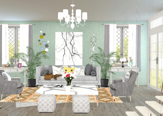 Pastel living room Design Rendering