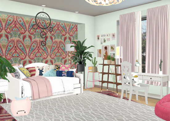Hipies bedroom Design Rendering