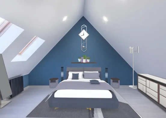 blue bed Design Rendering