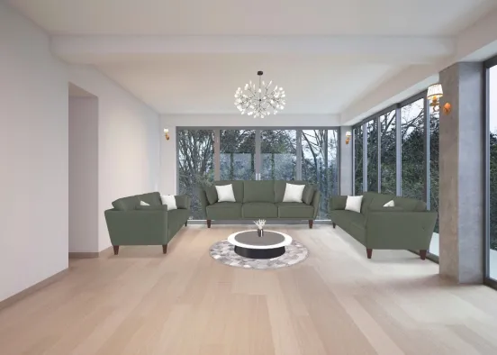 sala de estar simples Design Rendering