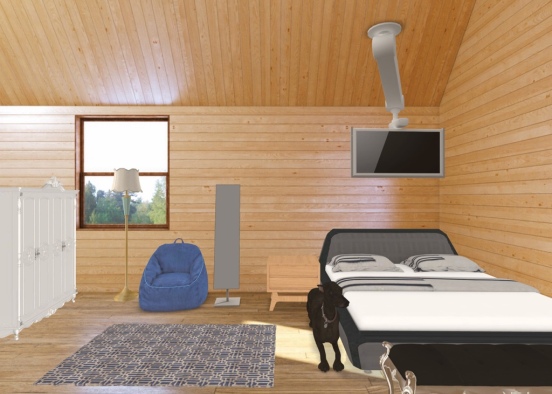Log Cabin Luxury Bedroom Design Rendering