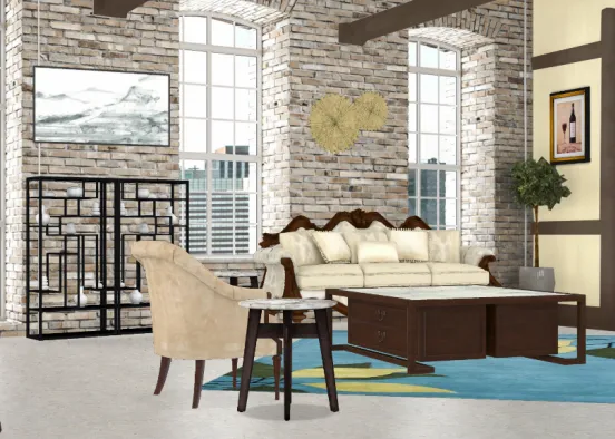 Fancy living room  Design Rendering