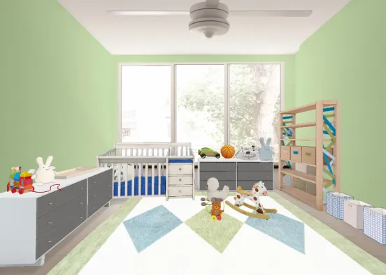 Green baby room Design Rendering