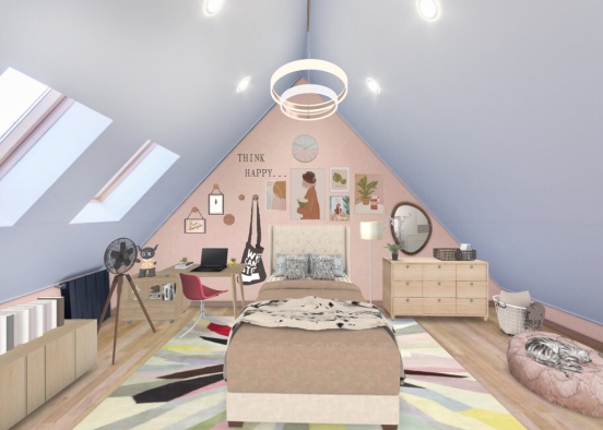 The Attic Pink Room Design Rendering