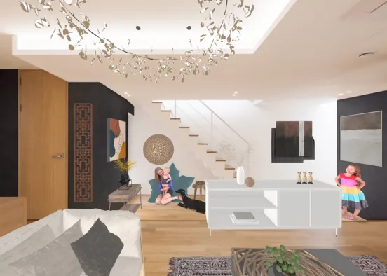 Chic Minimalist Living Room Design Rendering