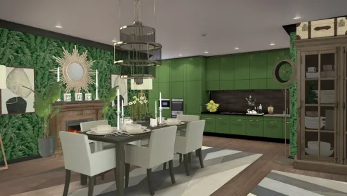 Don’t you just love green, or is it just me? 💚🌿 Green jungle nature inspired kitschen and dining room 