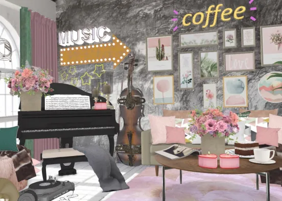 Coffee Bar with Live Music on the Weekends, Relax and enjoy some nice coffee and treats while listening to some calming live music 🎤🎹🎺🎻☕️🧁 Design Rendering