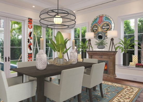 African Style Dining Room Design Rendering