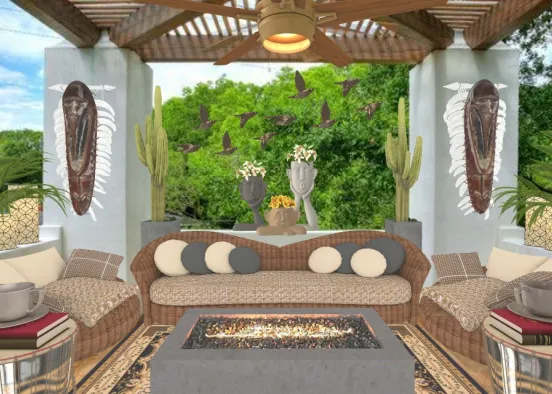 African Style Outdoor Living Area Design Rendering