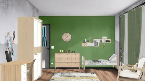 jugendzimmer grün Holz 