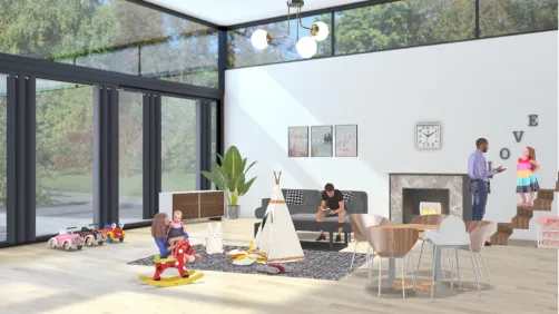 Wohnzimmer grau Holz 