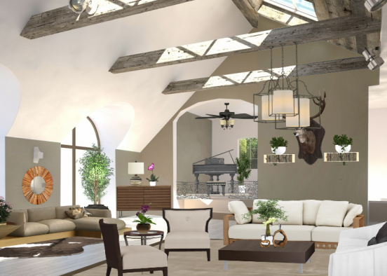 Tropical living and receiving room Design Rendering