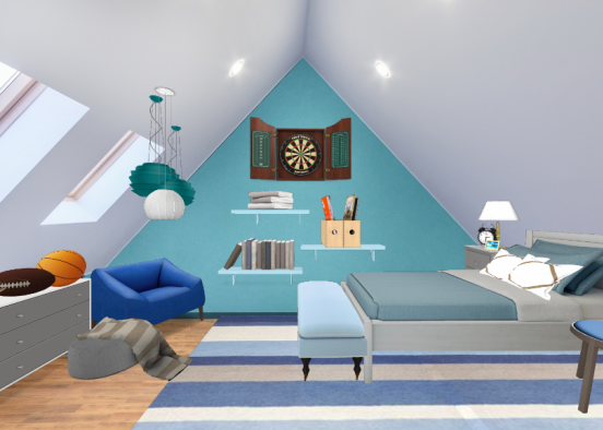 Male teen's bedroom Design Rendering