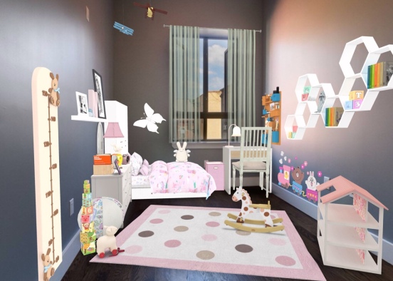 Girly Child's Room Design Rendering