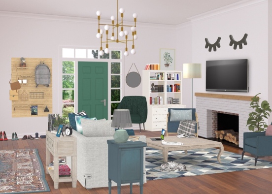 Cute Hipster Living Room Design Rendering