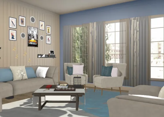 Sala de estar moderna  Design Rendering