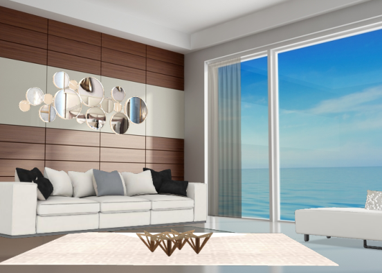 Sala de estar c vista pro mar Design Rendering