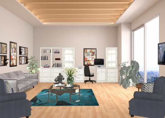 Living room/office Design Rendering
