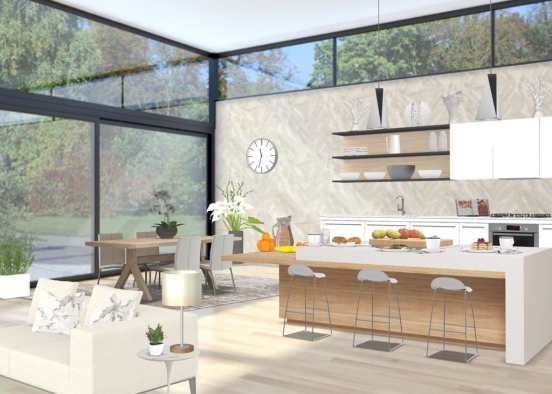 White with Wood Design Rendering