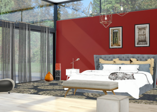 Dormitorio rojo Design Rendering