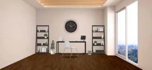 black and white office
