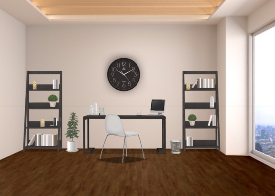 black and white office Design Rendering