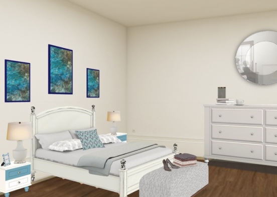 teal bed room  Design Rendering