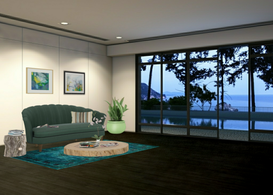 Teal lounge Design Rendering