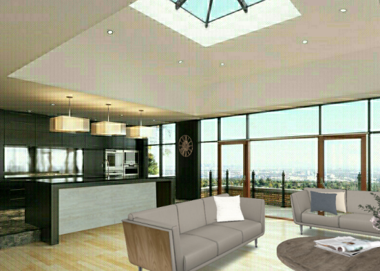 Open plan kitchen and lounge  Design Rendering