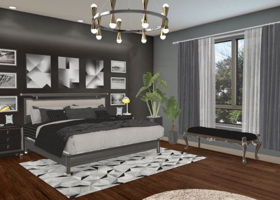 Glamorous grey bedroom Design Rendering