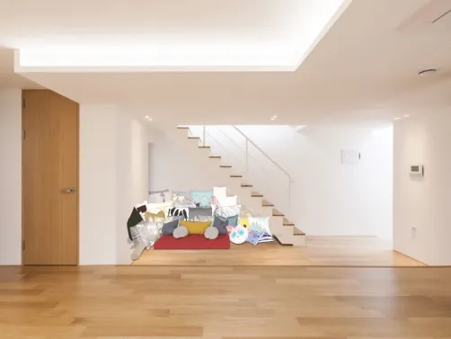 cachette avec des coussins sous l’escalier 