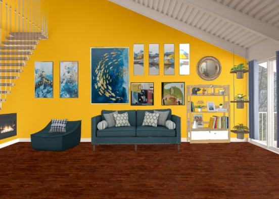 Sala q combina com amarelo e azul 😄😃😀😘😆 Design Rendering