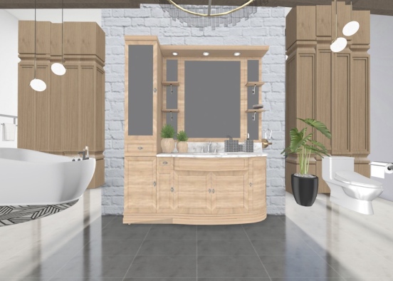 Minimal Rustic Bathroom Design Rendering