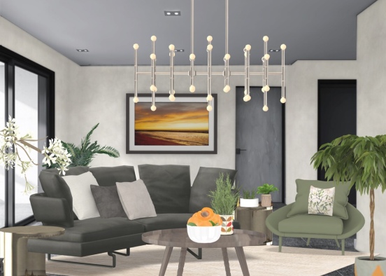Wabi Sabi living room Design Rendering
