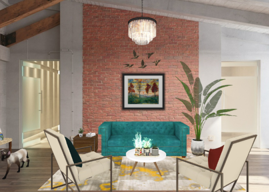 Eclectic Living Room Design Rendering