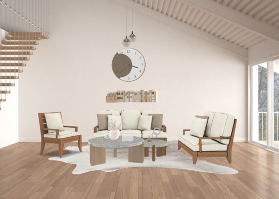 Tan colors living room Design Rendering
