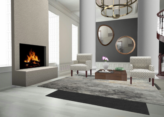 Black and white livingroom  Design Rendering
