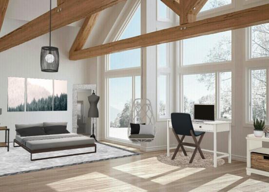 Scandinavian bedroom Design Rendering