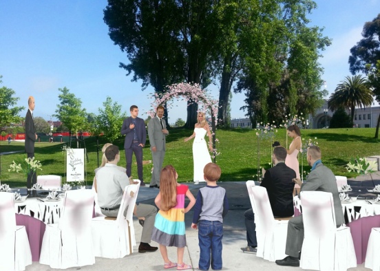 kids coming to their parents at a wedding  Design Rendering