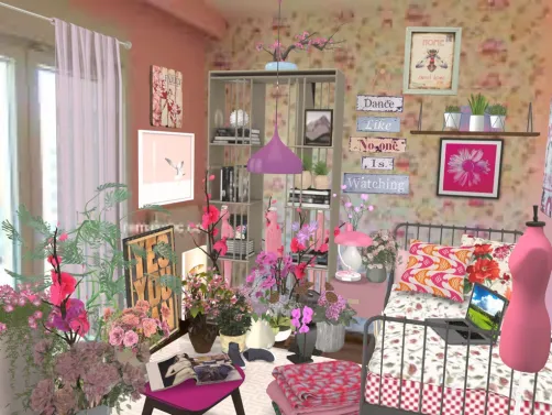 Girl's pink flowers room 🌺🌸🌷💐