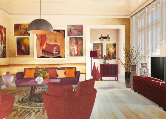 a room w fiery colors 💥🔥🔥🔥🔥 Design Rendering