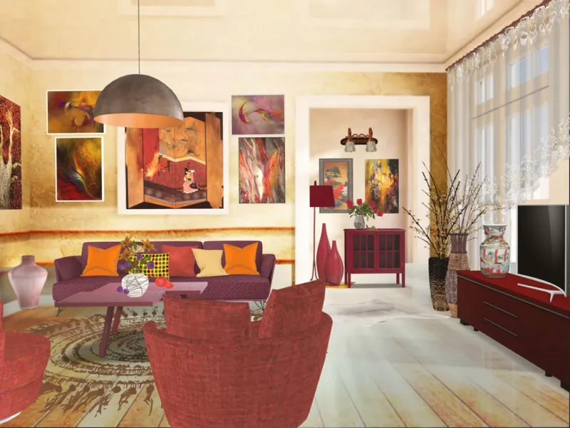 una habitación con colores ardientes 💥🔥🔥🔥🔥